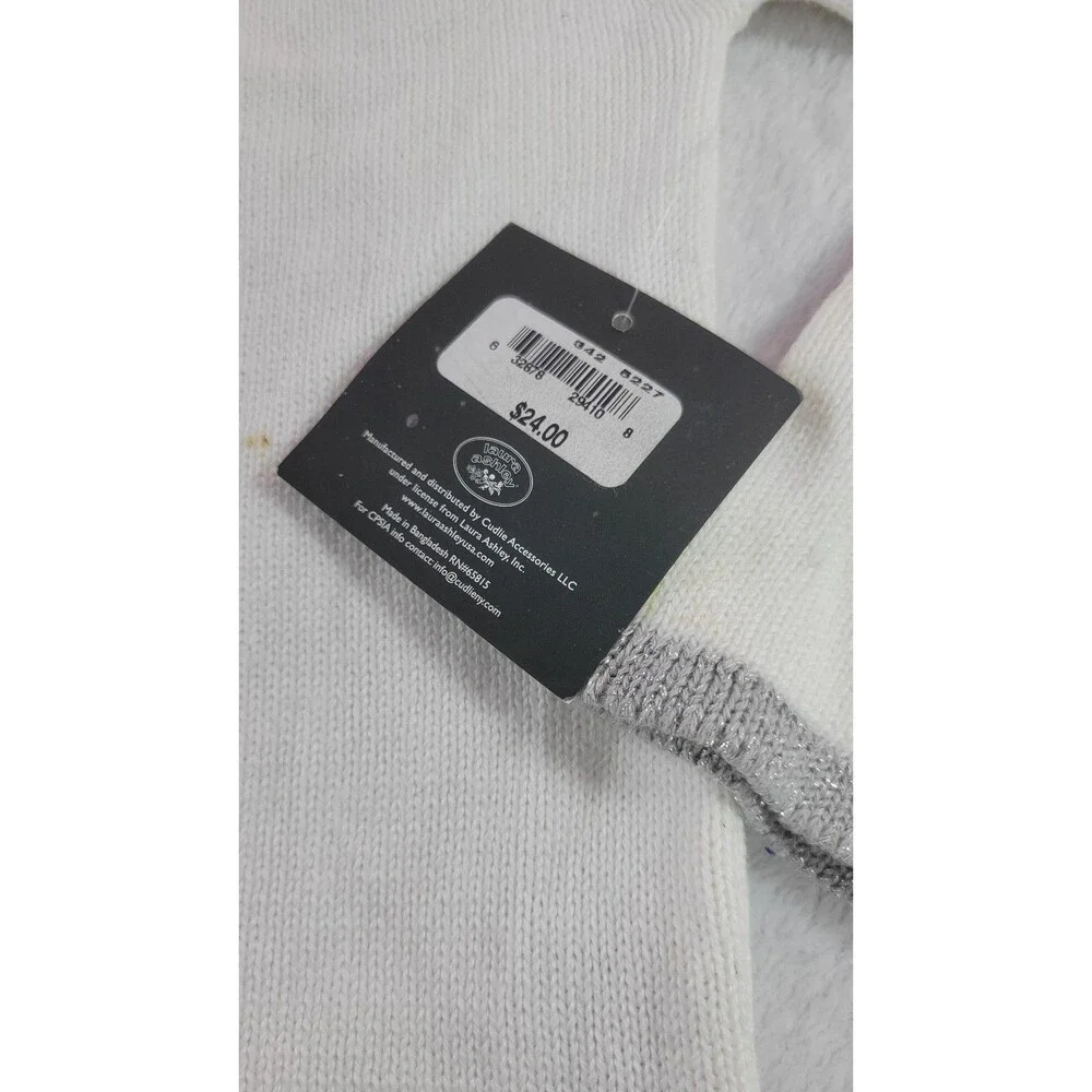 ​Laura Ashley Kids White Cardigan with Silver Trim & Rhinestone Buttons L/G 6X